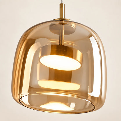 Close-up of the amber shade and angled inner light body