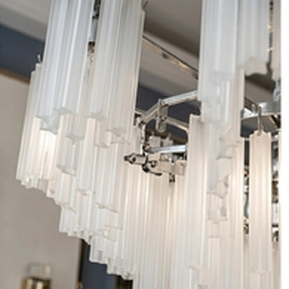 Close-up of the frosted vertical elements and support frame