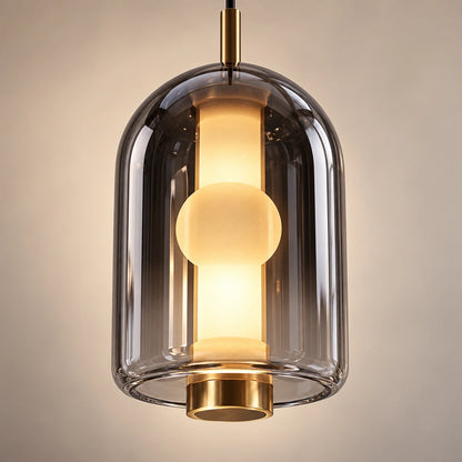 Close-up of smoke glass capsule, inner diffuser and bottom cap