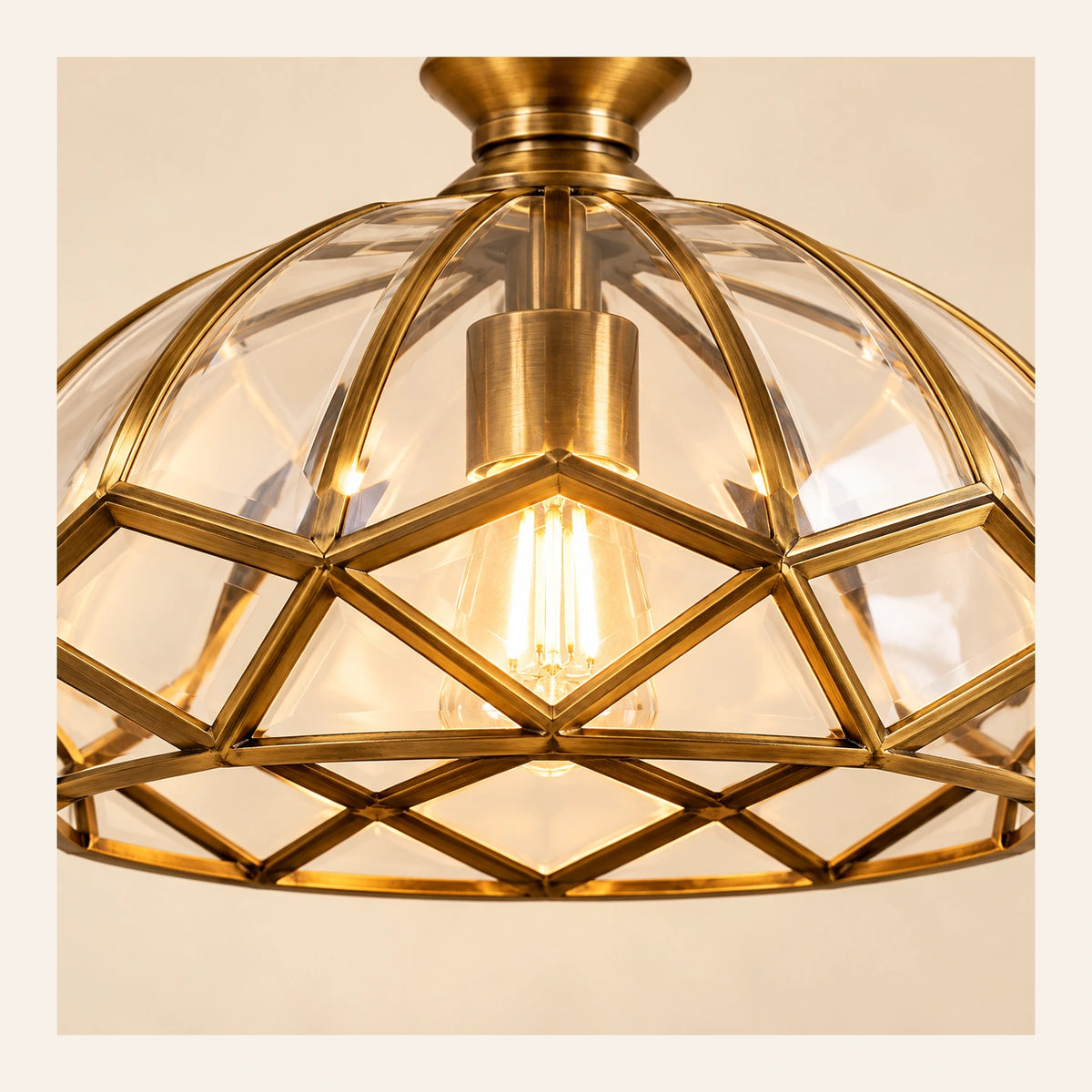 Close-up of clear panels, antique ribs, diamond band and lower lattice