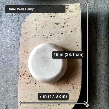 Dune Travertine Wall Lamp - Dune Wall Lamp - verified dimensions marked on real product image