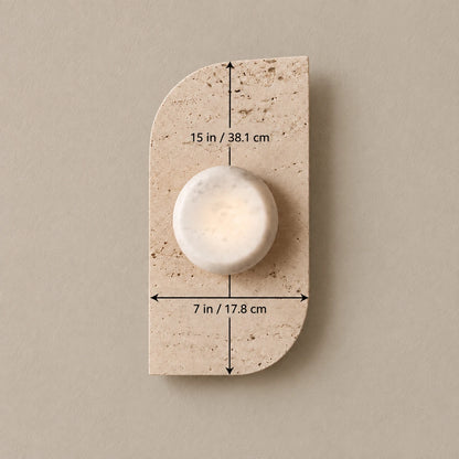 Dune wall lamp — supplier-stated 15 in / 38.1 cm length and 7 in / 17.8 cm width marked on illustrative image