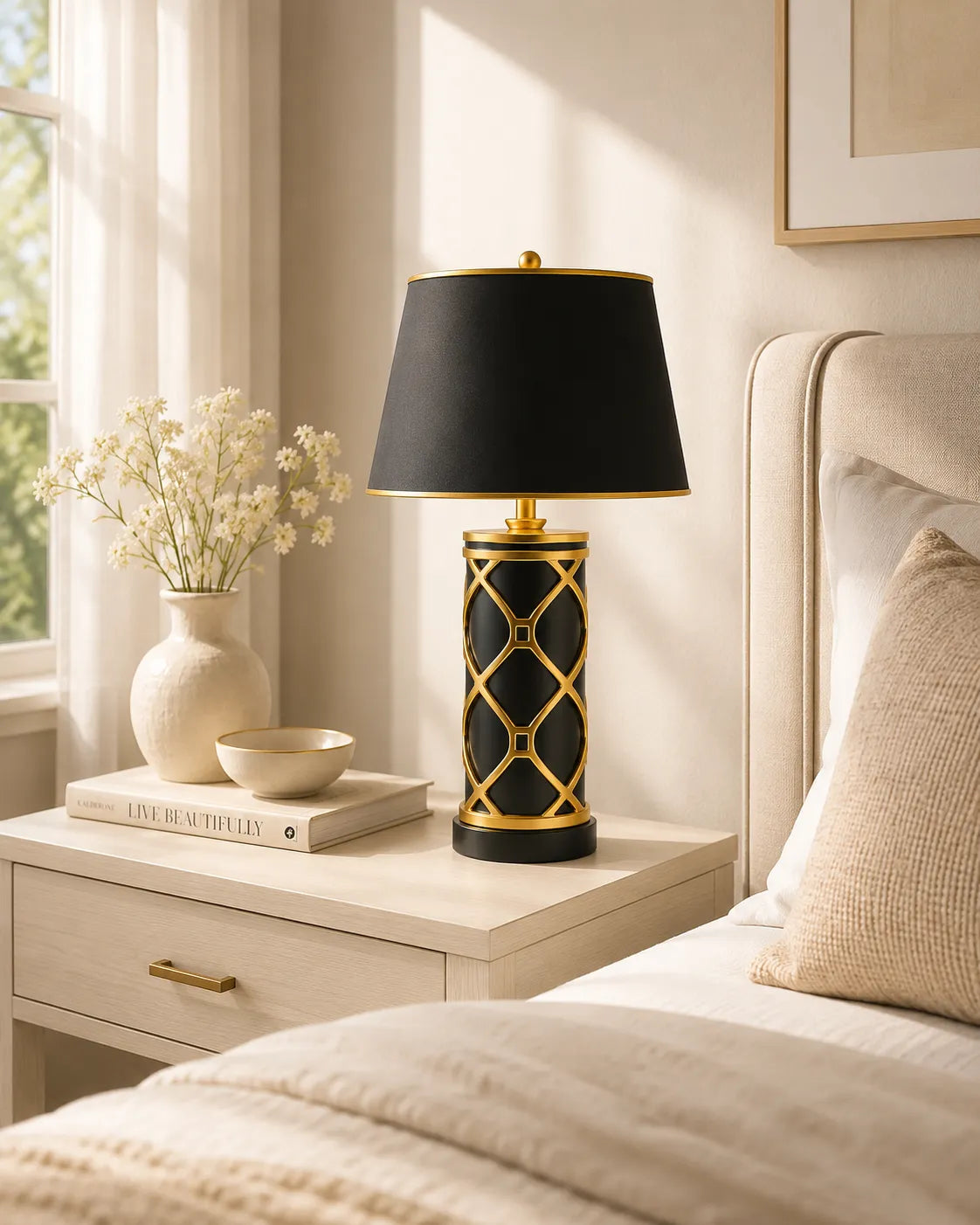 B&B Black Gold Halo Table Lamp - Bliss and Birch