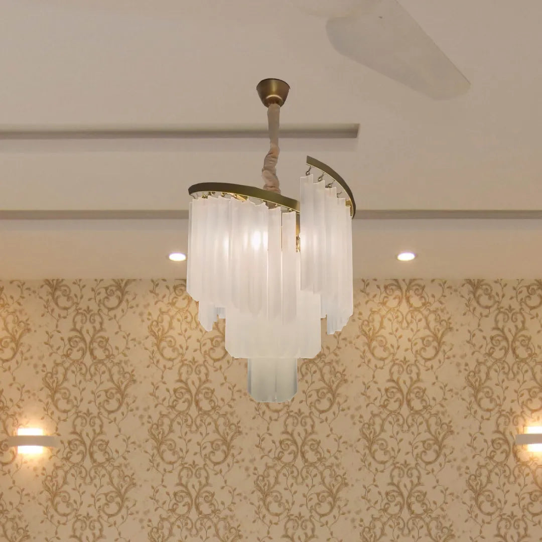 B&B Frosted LED Chandelier - Frosted and Amber