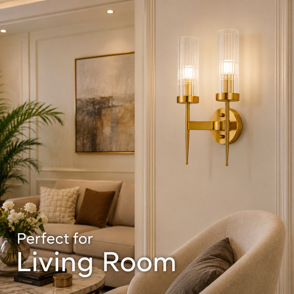 Dual Modern Cylindrical Glass Sconce