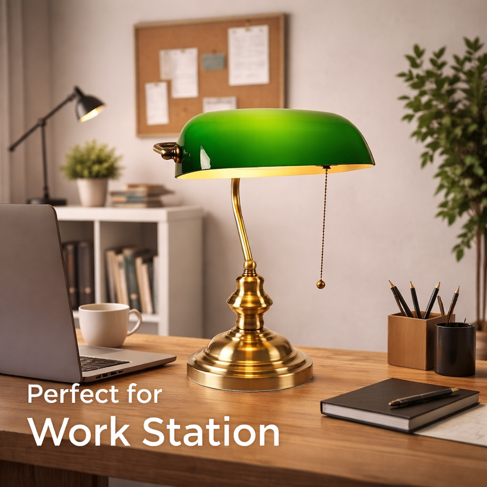 Heritage Banker’s Desk Lamp (Emerald Green)