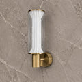 Fluted glass and gold wall light, unlit product view