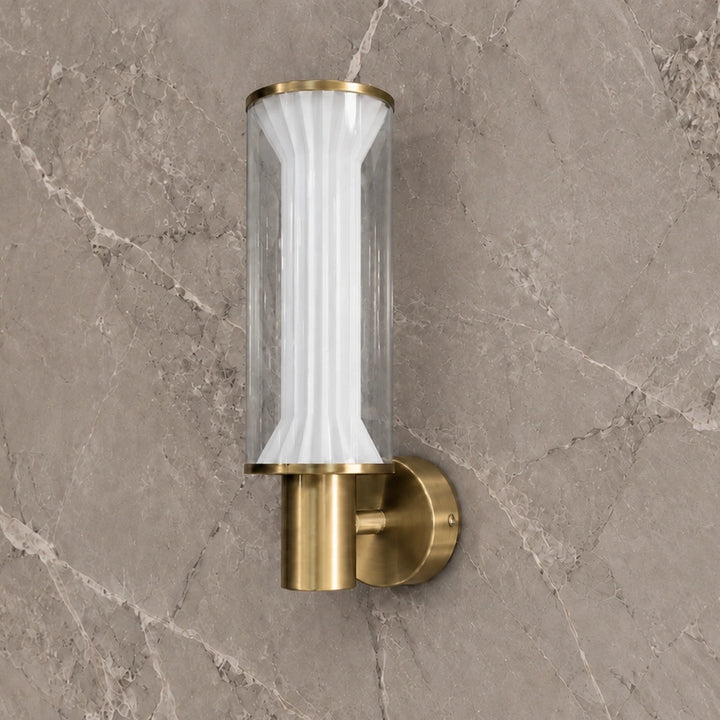 Fluted White Diffuser Clear Glass Gold Wall Light