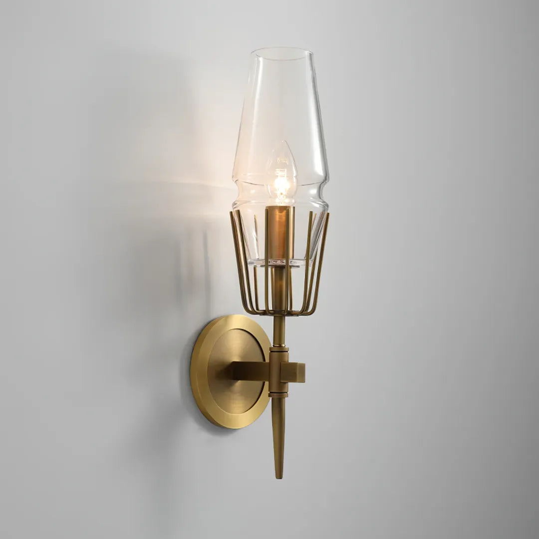 B&B Diamond Shape Glass & Metal Golden Wall Lamp