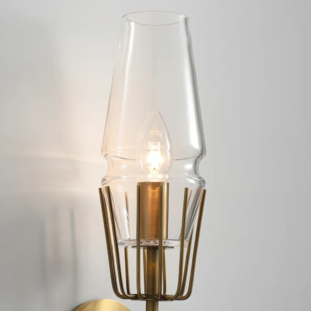 B&B Diamond Shape Glass & Metal Golden Wall Lamp