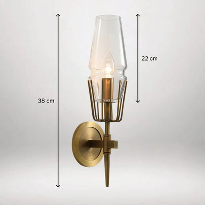 B&B Diamond Shape Glass & Metal Golden Wall Lamp (Pack of 2)