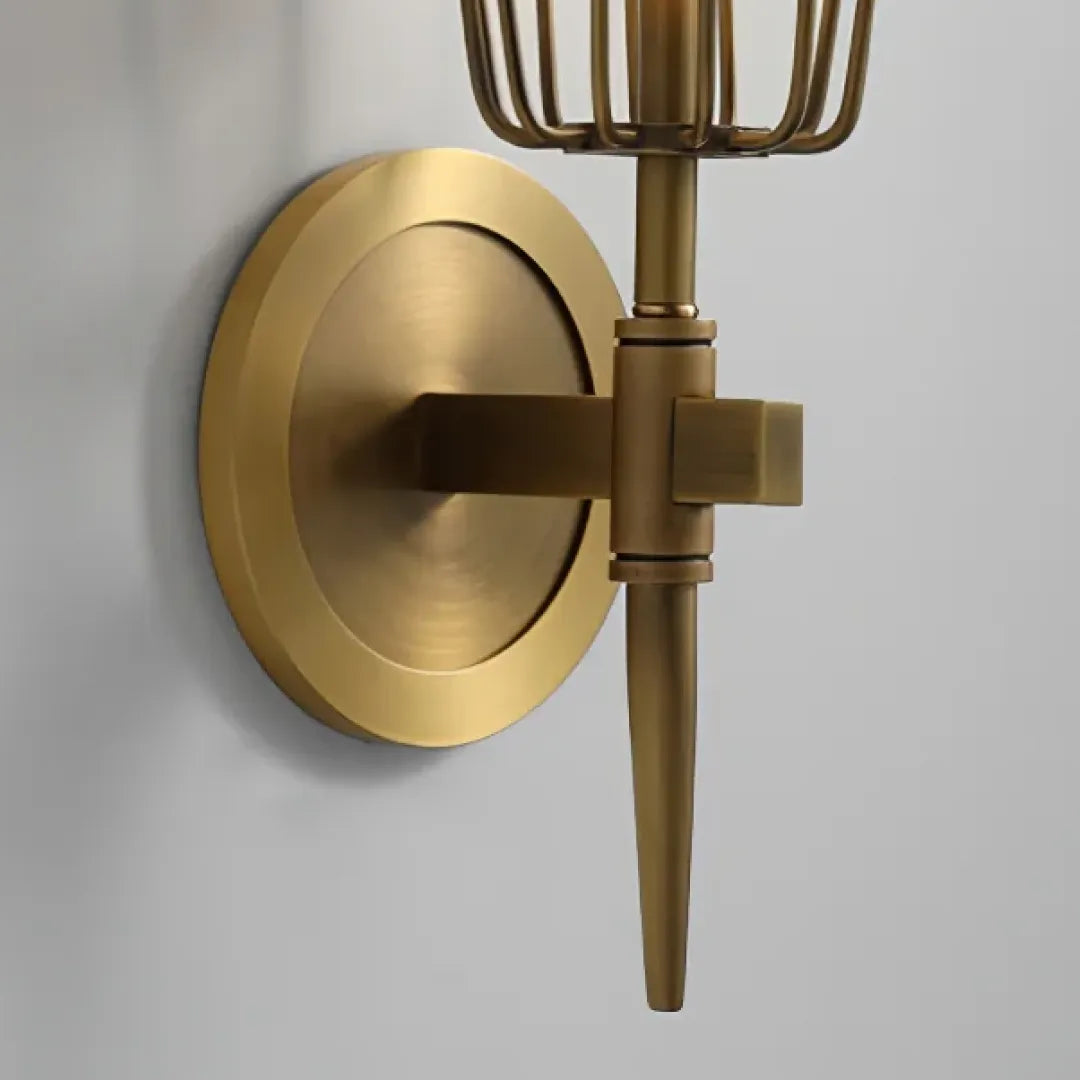 B&B Diamond Shape Glass & Metal Golden Wall Lamp