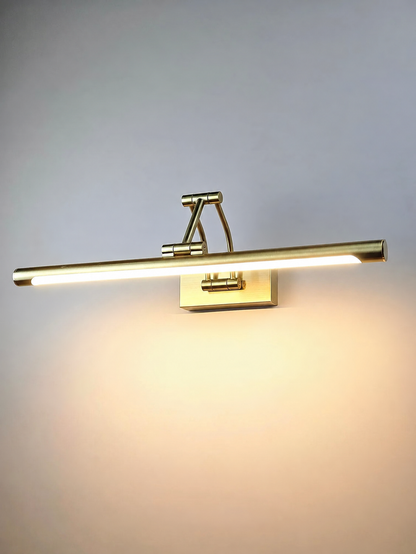 Gold articulated mirror light illuminated — source photo edited to remove supplier watermark