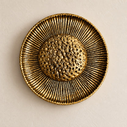 Gold sunburst wall light front view
