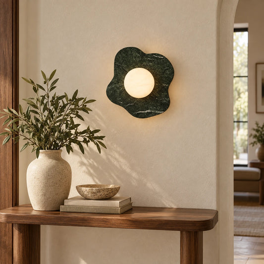 Green Cosmia Marble Wall Lamp, generated styled wall scene based on real product video
