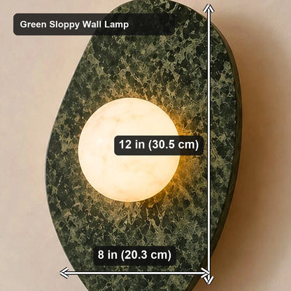 Sloppy Marble Wall Lamp - Green Sloppy Wall Lamp - verified dimensions marked on real product image