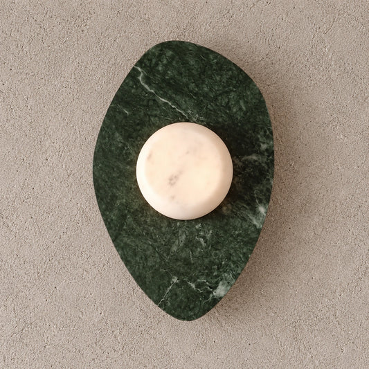 Sloppy Marble Wall Lamp, Green / White Stone, generated full product hero based on real product video