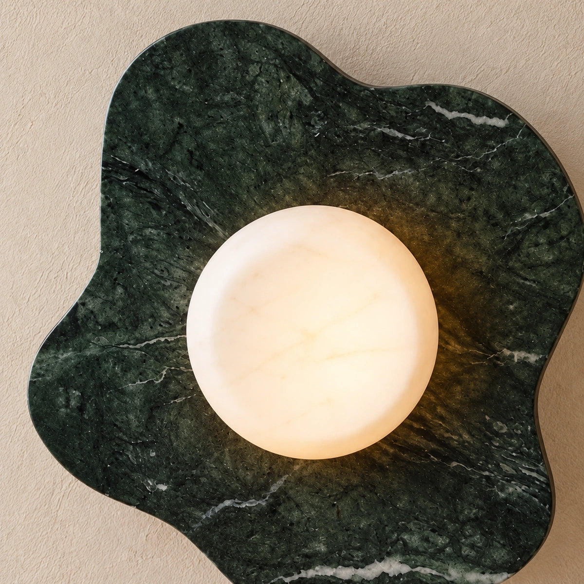 Green Cosmia Wall Lamp, Green / White Stone, generated close material detail based on real product video