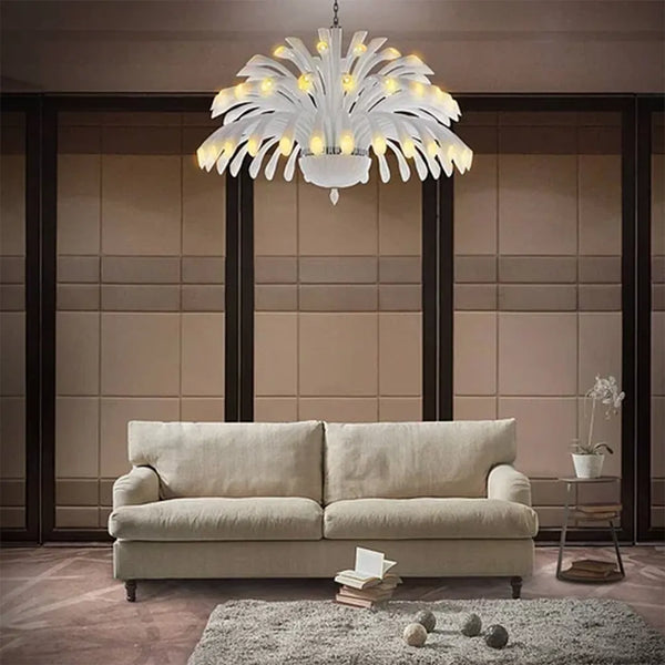 Handcrafted White Glass Chandelier – 900 mm Luxury Statement