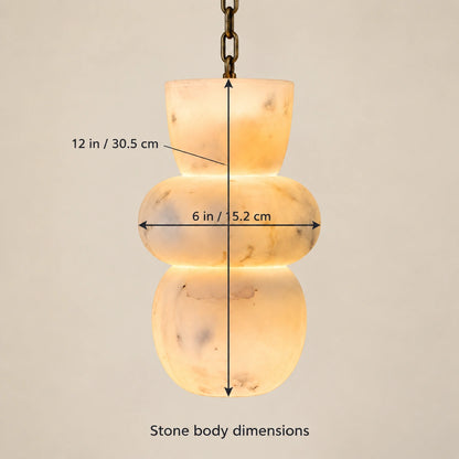 Bliss & Birch Trio Hanging Light - verified 12 by 6 inch stone-body dimensions on generated styled image