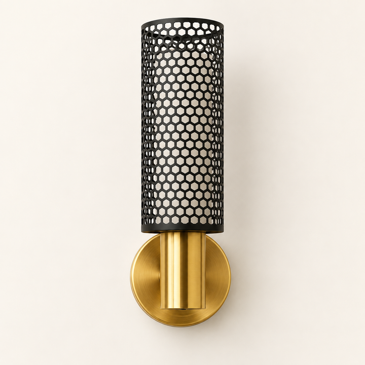 Vesper Honeycomb Black & Gold LED Wall Light