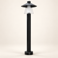Halo Lantern matte-black LED bollard light on a warm studio background