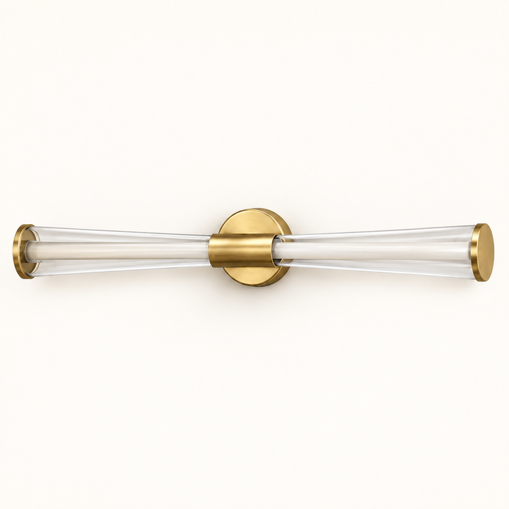 Elara Brushed-Gold Twin-Tube Mirror Light