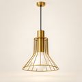 Solenne gold wire LED pendant light on a warm studio background