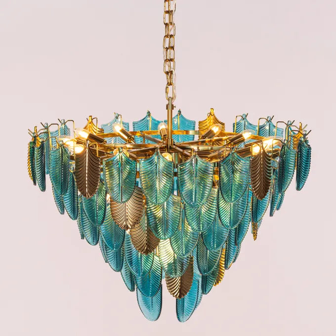 Glam Frost Gold Chandelier – 800 mm Frosted Glass Luxury