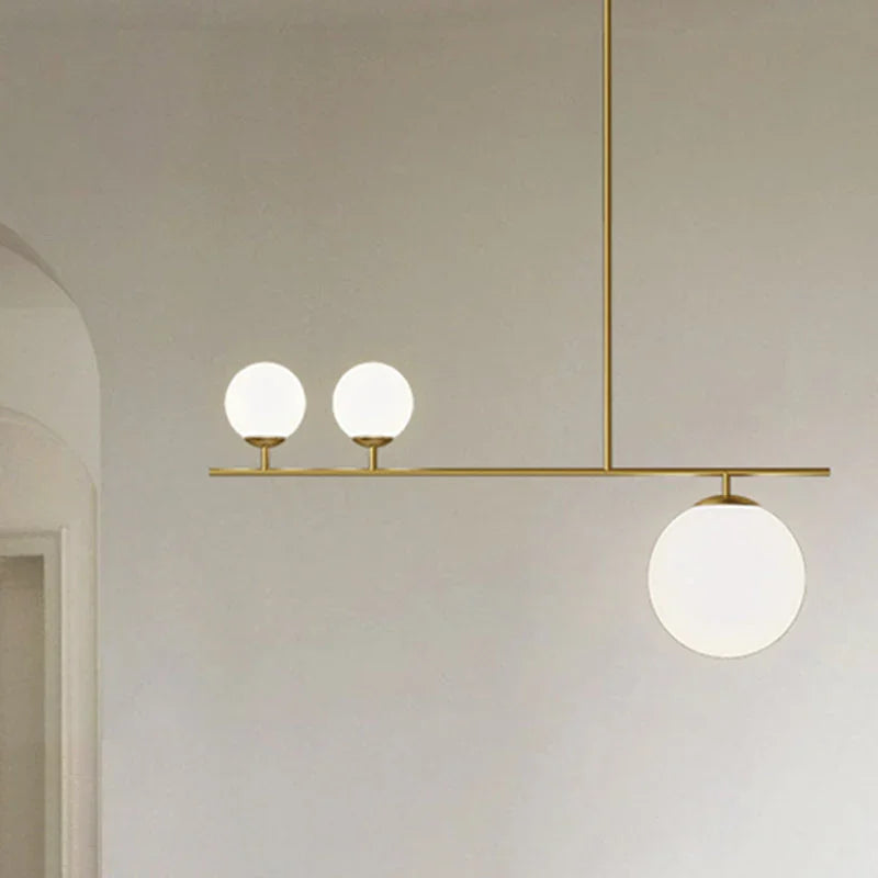 B&B Solara Linear Globe Light– 3 Globe Glass Chandelier (8” Rod Design)