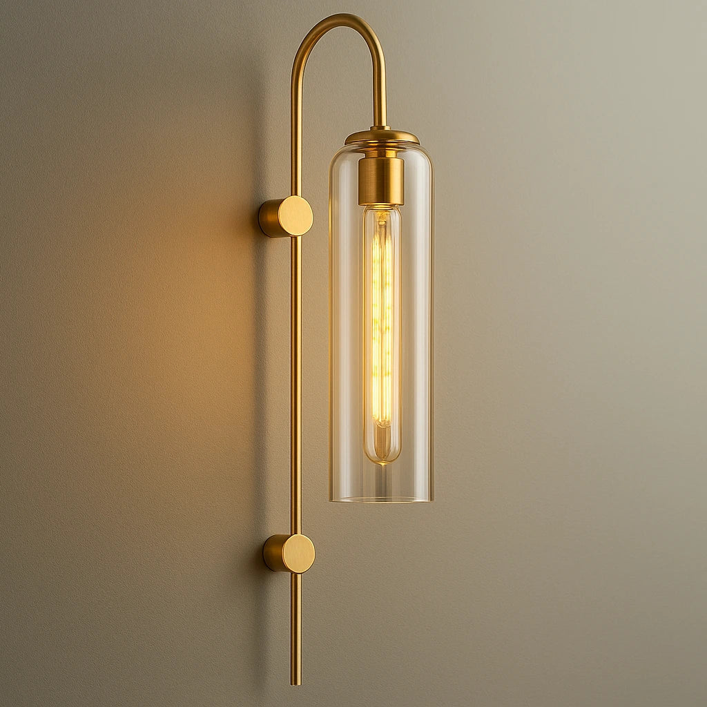 B&B Tall Designer Wall Lamp with Colored Glass Tube