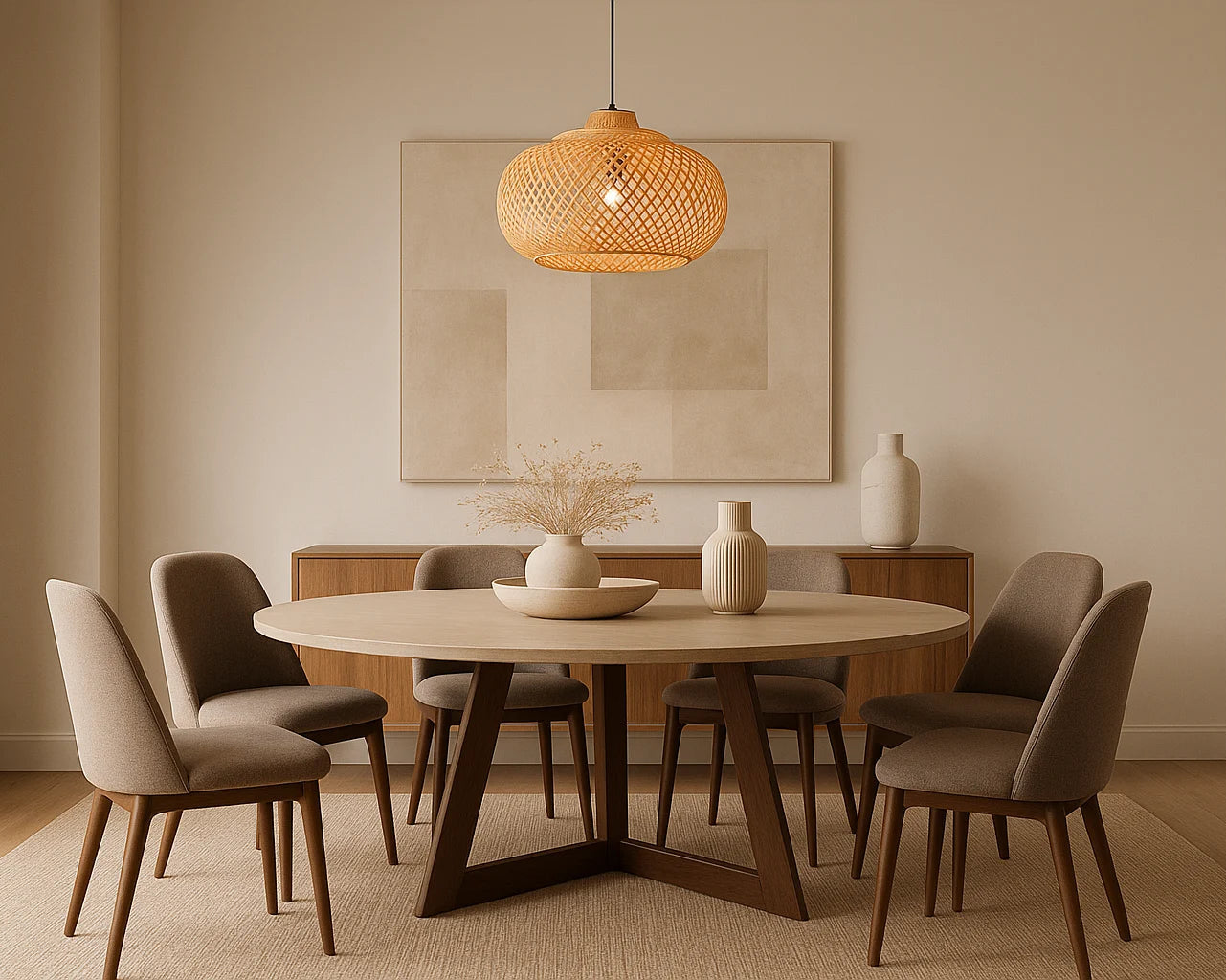 B&B Natural Rattan Ceiling Lamp