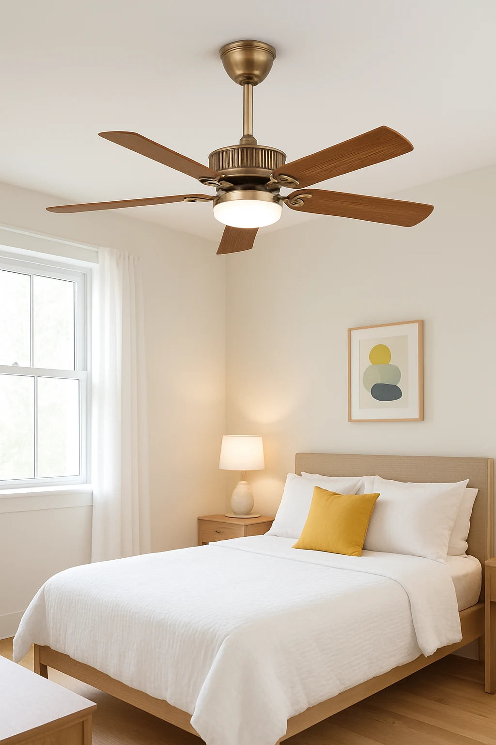 B&B Vintage Brass Ceiling Fan with LED Light – 52 Inch