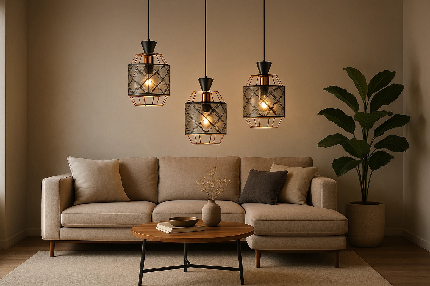 B&B Geometric Glow Triple Pendant Light