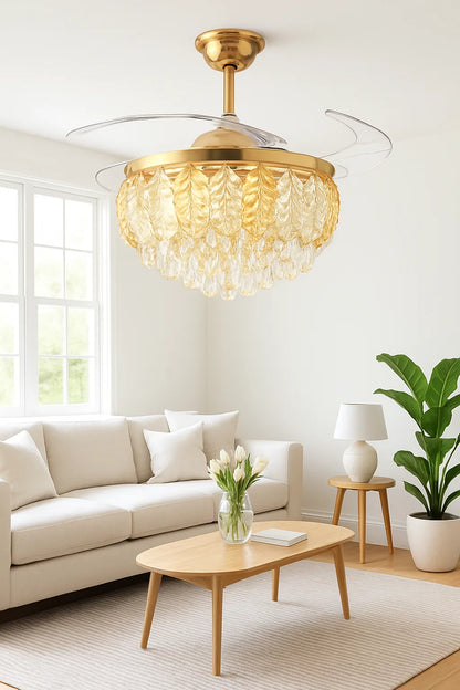 Midnight Royale Crystal Fan Chandelier – Amber Leaf Glamour