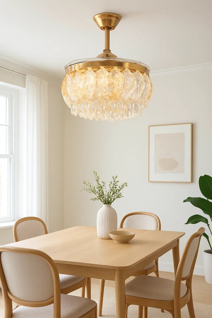 Midnight Royale Crystal Fan Chandelier – Amber Leaf Glamour