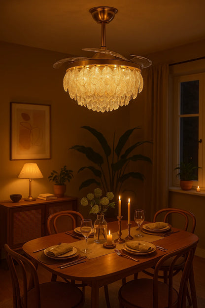 Midnight Royale Crystal Fan Chandelier – Amber Leaf Glamour