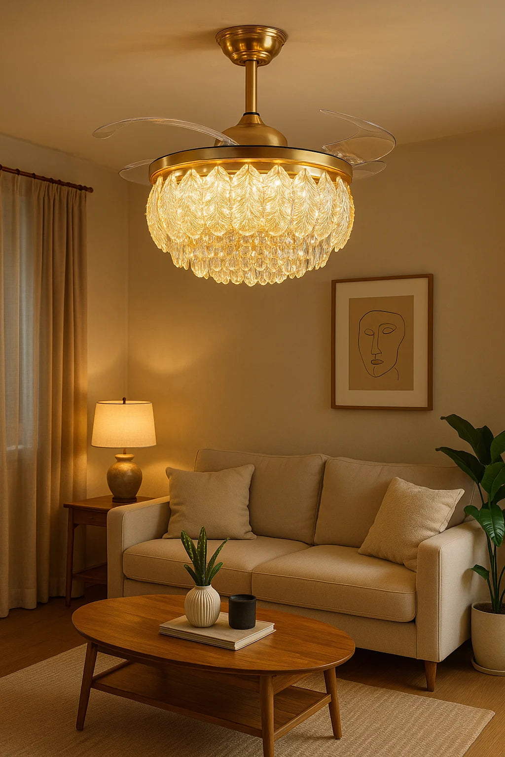 B&B Midnight Royale – Elegant Crystal Glow Ceiling Fan