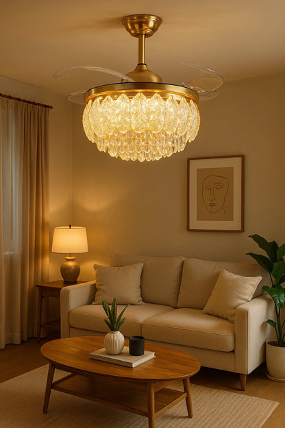 Midnight Royale Crystal Fan Chandelier – Amber Leaf Glamour