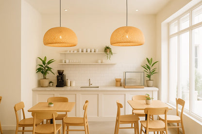 B&B Handwoven Bamboo Dome Pendant Light (Pack of 2)