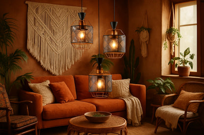 B&B Geometric Glow Triple Pendant Light