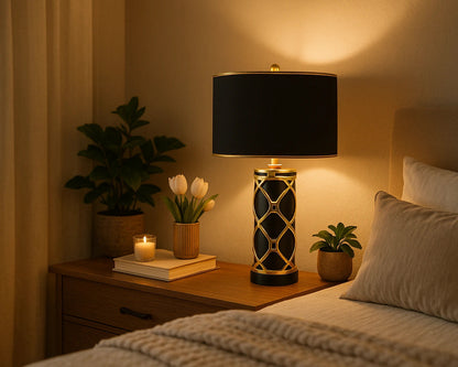 B&B Black Gold Halo Table Lamp