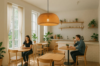 B&B Handwoven Bamboo Dome Pendant Light (Pack of 2)