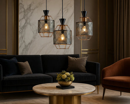 B&B Geometric Glow Triple Pendant Light