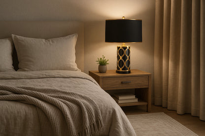 B&B Black Gold Halo Table Lamp