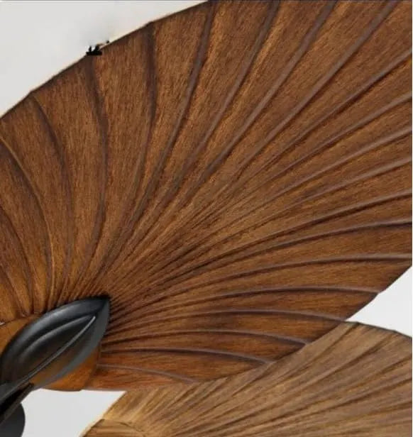 B&B Tropical Leaf Blade Ceiling Fan – 52 Inch Decorative Wooden Finish Fan
