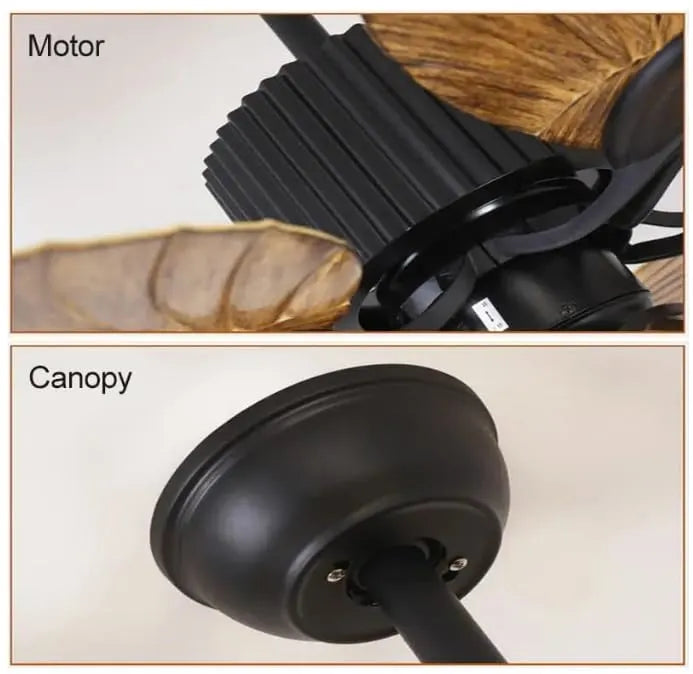 B&B Tropical Leaf Blade Ceiling Fan – 52 Inch Decorative Wooden Finish Fan