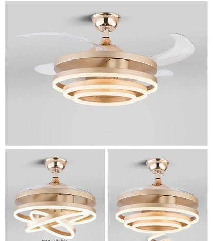 B&B CelestiAir Luxury Golden LED Ceiling Fan with Retractable Blades - Bliss and Birch