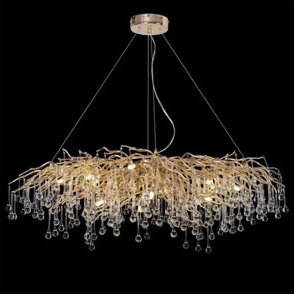 Enchanting Tree Branch Crystal Chandelier – Golden Forest Elegance