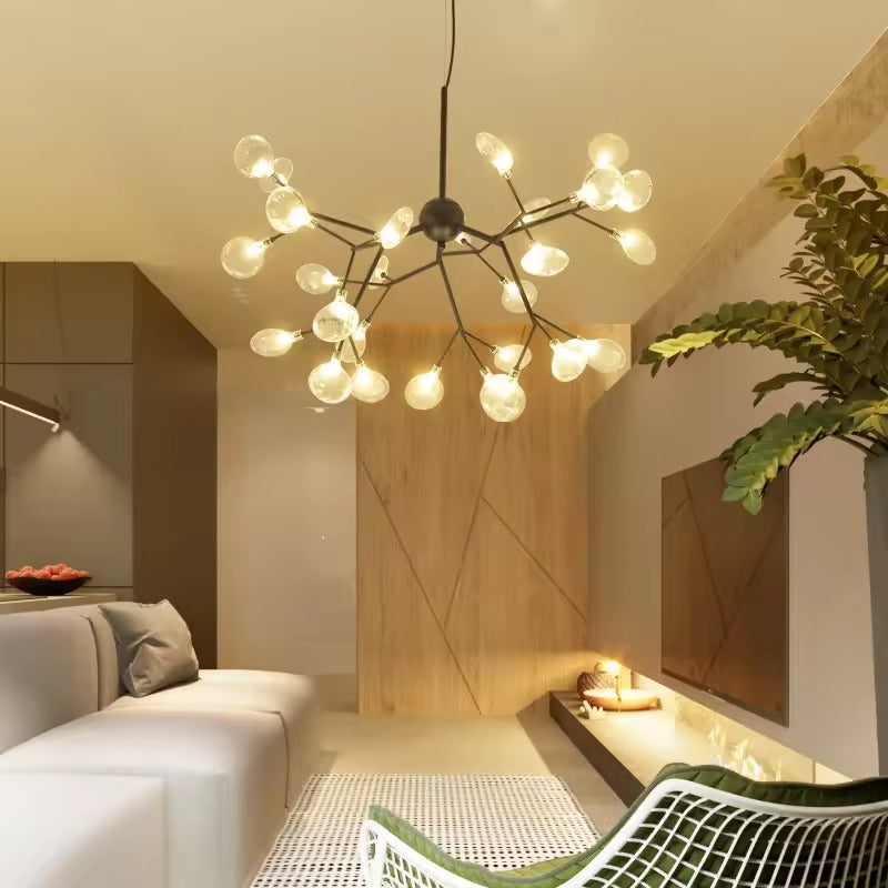 Firefly Gold Amber Chandelier – Amber Electroplated Elegance